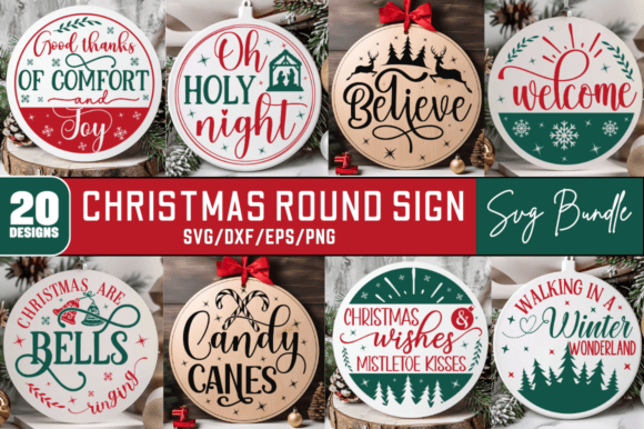 Download Christmas Round Sign SVG Design Bundle - Premium Resources