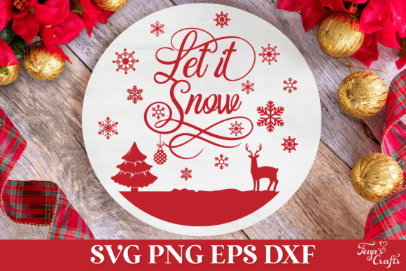Download Let It Snow Round Christmas SVG Ornament - Round christmas svg Collection